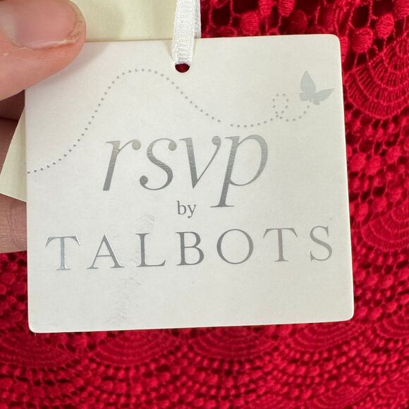 RSVP By Talbots NWT Red Medallion Crochet Lace 3/4 Sleeve Lined Blouse Size LP - Picture 5 of 8